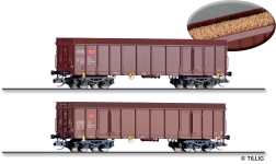 Tillig 01107 - TT - 2-tlg. Set Gedeckte Güterwagen Hackschnitzel, DB AG, Ep. VI